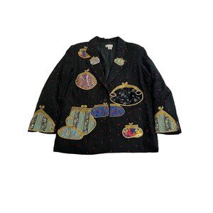 Sandy Starkman Embroidered Blazer in Black